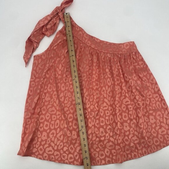 JODIFL Size M Pink One Shoulder Bow Tie Satin Blouse Animal Print NWT - Picture 8 of 12